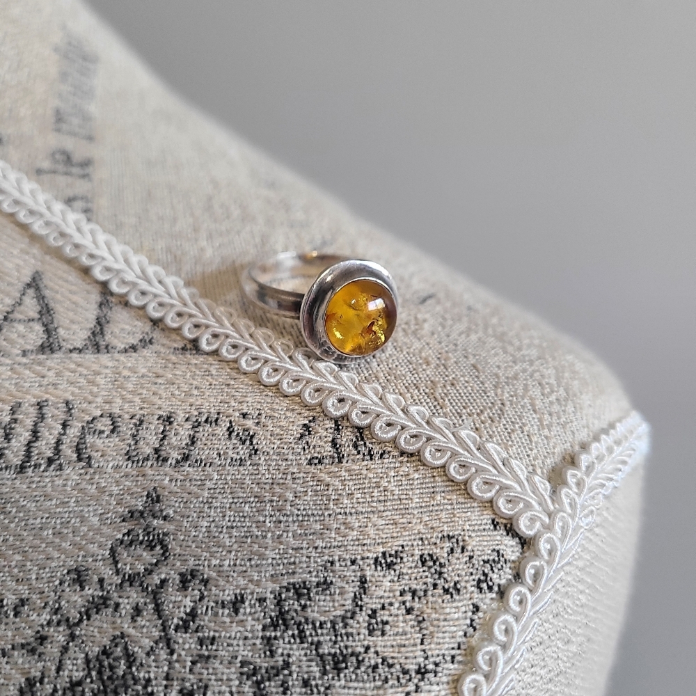 Sterling Silver 925 Amber Ring
